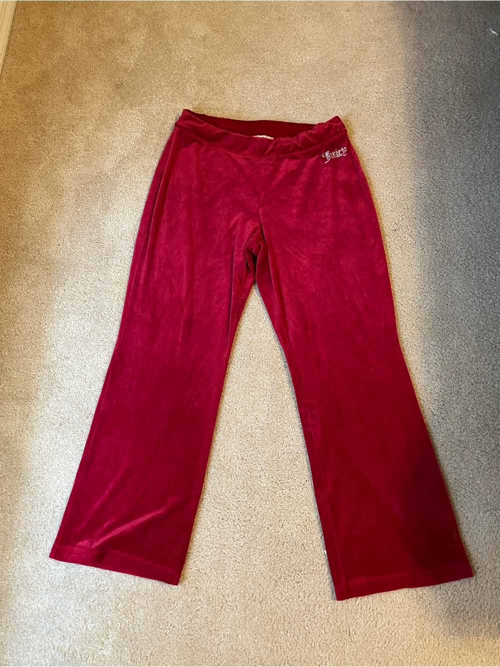Juicy Couture Plush Velour Pants in Bright Red